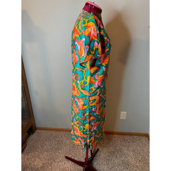 shift dress mod 1960's floral wide sleeve flower power - Picture 7 of 7